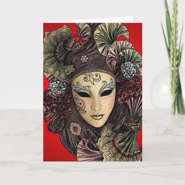 Festival Mask Greeting Card (Front)
