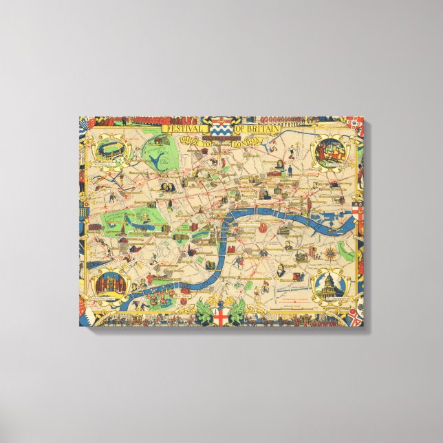 Festival of Britain: Guide to London Map Canvas Print (Front)