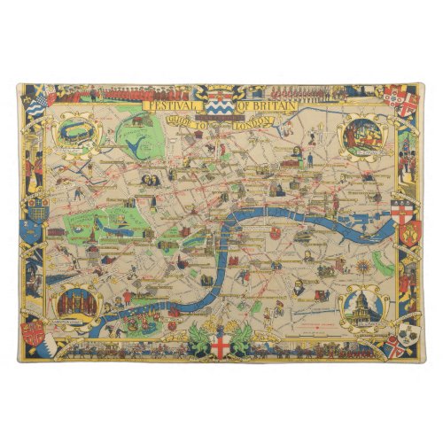 Festival of Britain Guide to London Map Cloth Placemat