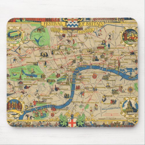 Festival of Britain Guide to London Map Mouse Pad