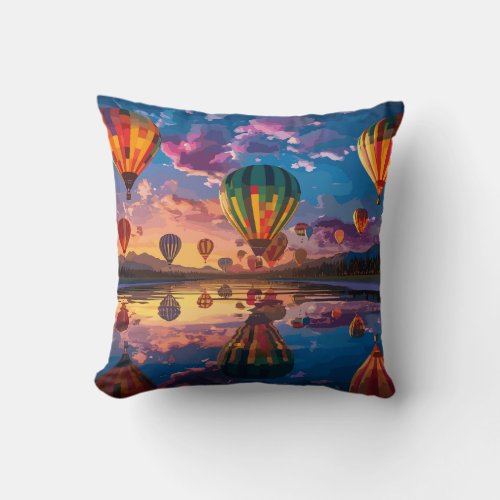 Festival of Hot Air Balloons Throw Pillow