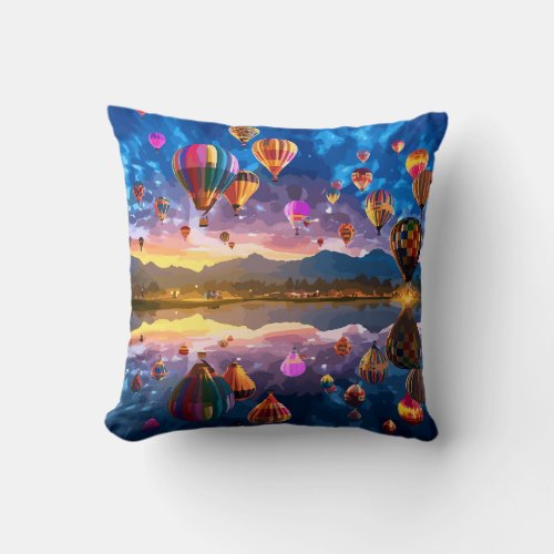 Festival of Hot Air Balloons Throw Pillow