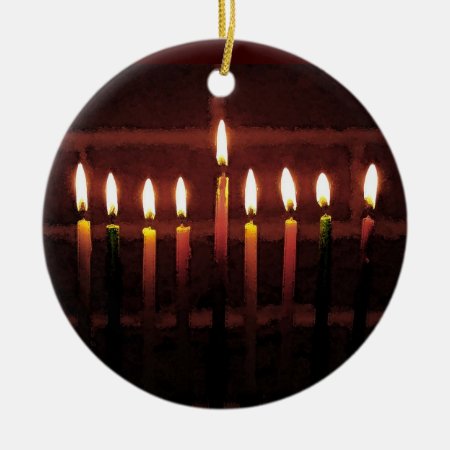 Festival Of Light Hanukkah Menorah Ceramic Ornament