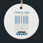 Festival Of Lights Ceramic Ornament<br><div class="desc">The Menorah design is beautiful and bright and fills you to the brim with holiday spirit and is perfect on gifts,  table runners,  kitchen linens,  home decor and on all things Hanukkah!</div>