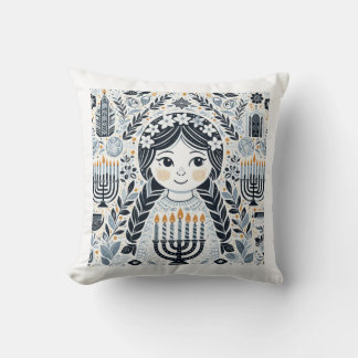 Festival of Lights: Hanukkah Sameach Stickers Throw Pillow