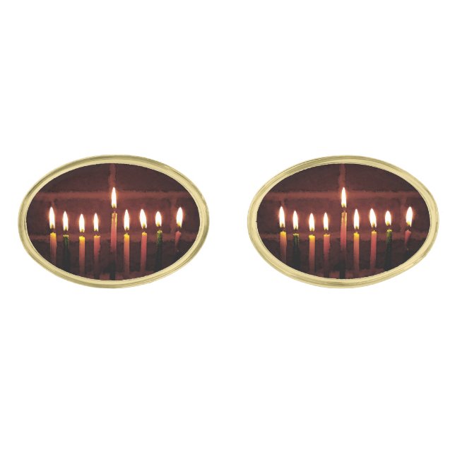 Festival of Lights Menorah Cufflinks (Front)