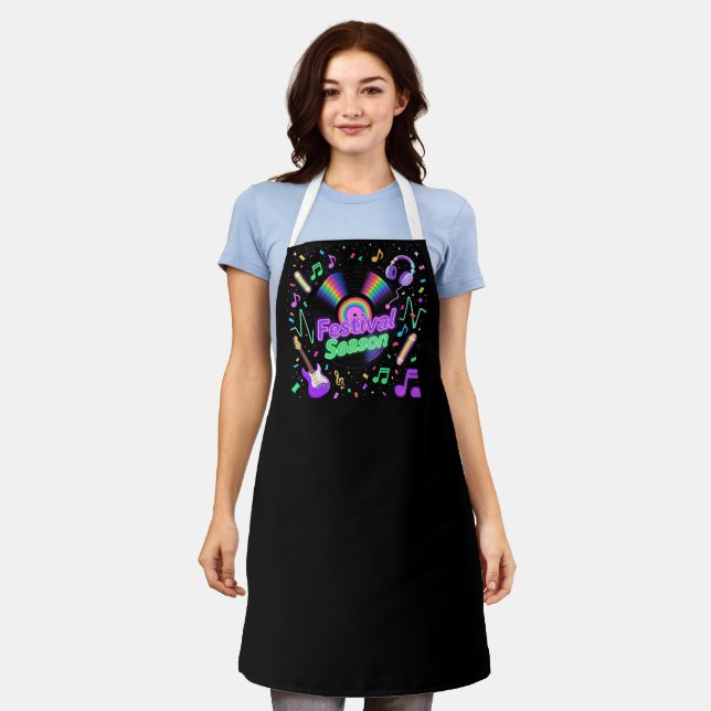 Festival Season Music Vinyl Record Graphic Apron (Worn)