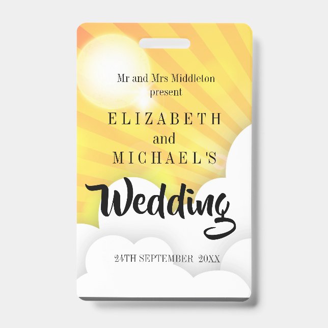 Festival Theme Fun Wedding Invitation Badge (Front)