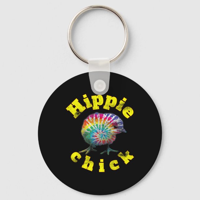Festival Vibe Hippy Chick Tie Dye Chick  Keychain (Front)
