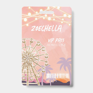 Festival VIP Card, Music festival ferris wheel Badge