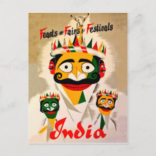 Festivals in India, vintage travel poster Postcard