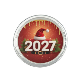 Festive 2027 New Year Design | Red Gold Christmas  Ring