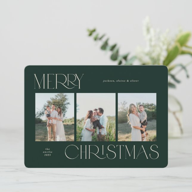 Festive 3-Photo Christmas Card (Standing Front)