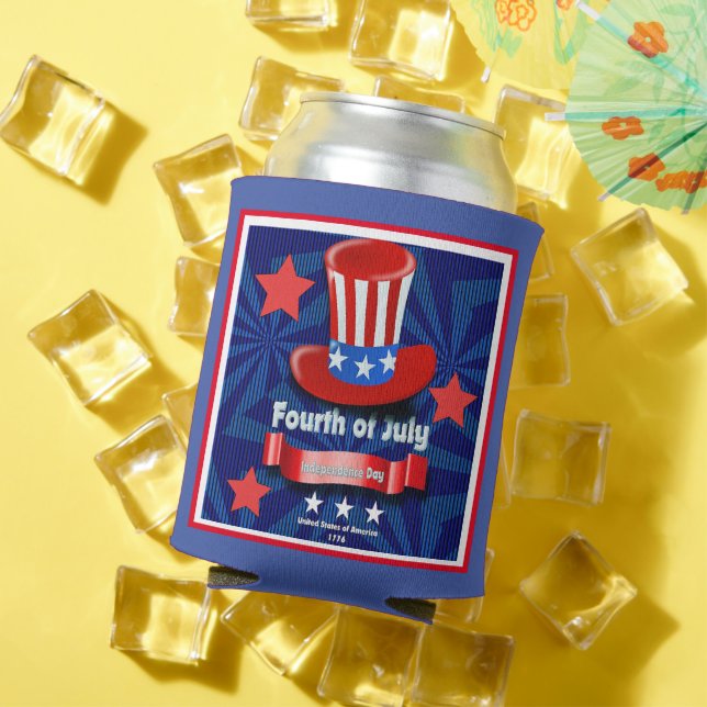 Festive 4th of July Holiday Party  Insulated Can Cooler (In Situ Summer)