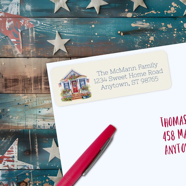 Festive 4th of July Patriotic Label (Festive 4th of July Patriotic Return address label)