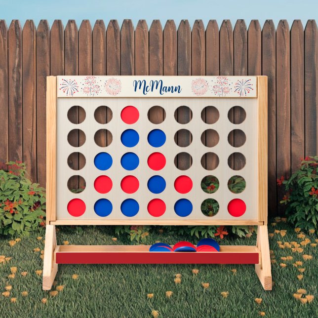 Festive 4th of July Personalized Patriotic Fast Four (Festive 4th of July Personalized Patriotic Outdoor Fast Four Game)