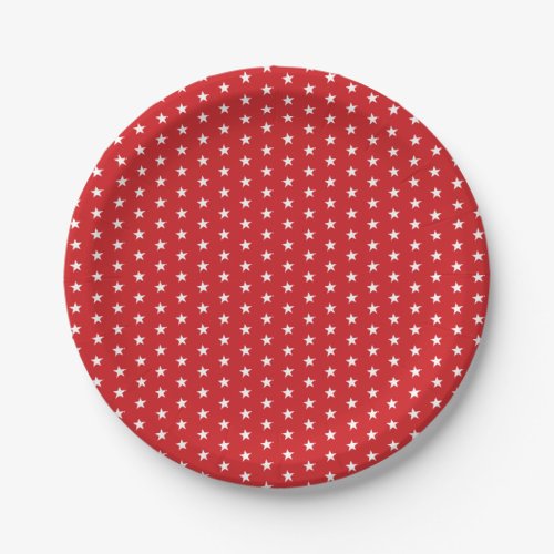 Festive 4th of July Red White Star Pattern Paper Plates