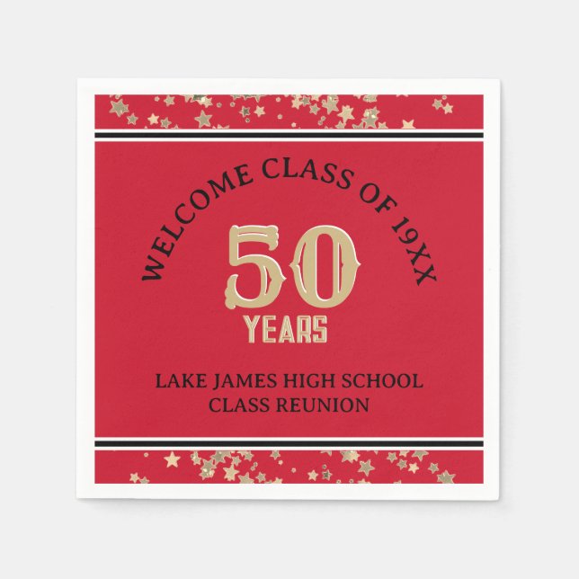 Festive 50th Class Reunion party  Napkins (Front)
