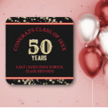 Festive 50th Class Reunion party  Square Paper Coaster<br><div class="desc">Great way to wow guests</div>