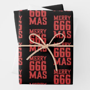 Festive 666 Merry Christmas Rock & Metal Santa Wrapping Paper Sheets