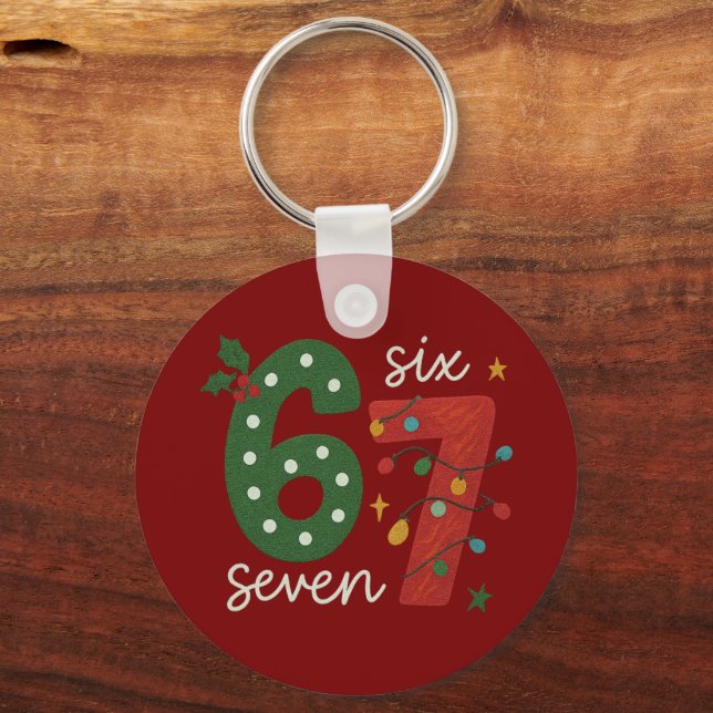 Festive 67 – Bright Christmas Numbers Design Keychain (Back)