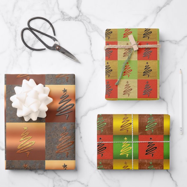 Festive Abstract Art Pattern Christmas Wrapping Pa Wrapping Paper Sheets (Front)