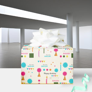 Festive Abstract Birthday Wrapping Paper