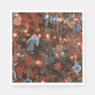 Festive Abstract Close Up Christmas Tree Lights Napkins