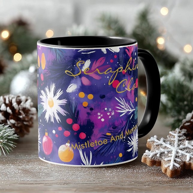 Festive abstract florals with christmas ornaments mug (Creator Uploaded)