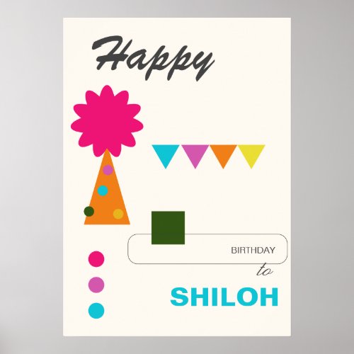 Festive Abstract Happy Birthday Hat Poster