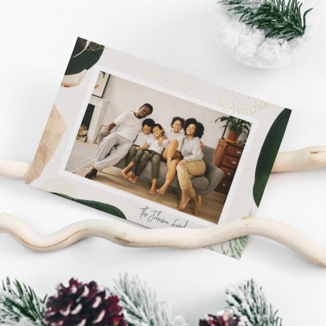 Festive Abstract Photo Foil Holiday Card (Creator Uploaded)