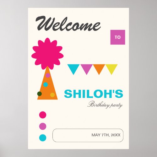 Festive Abstract Shapes Birthday Poster
