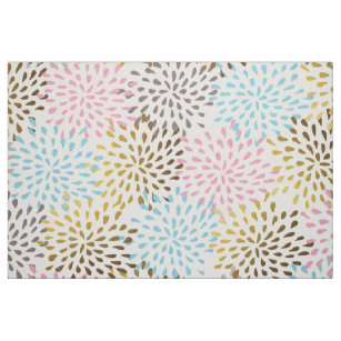 Festive abstract starburst pattern pastel colors fabric