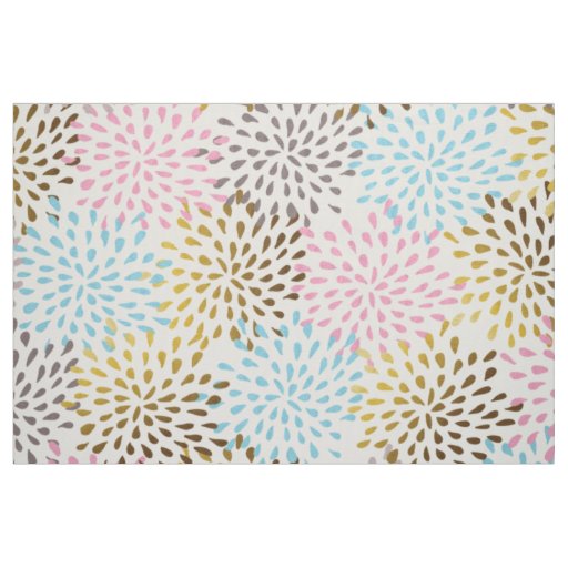 Festive abstract starburst pattern pastel colors fabric