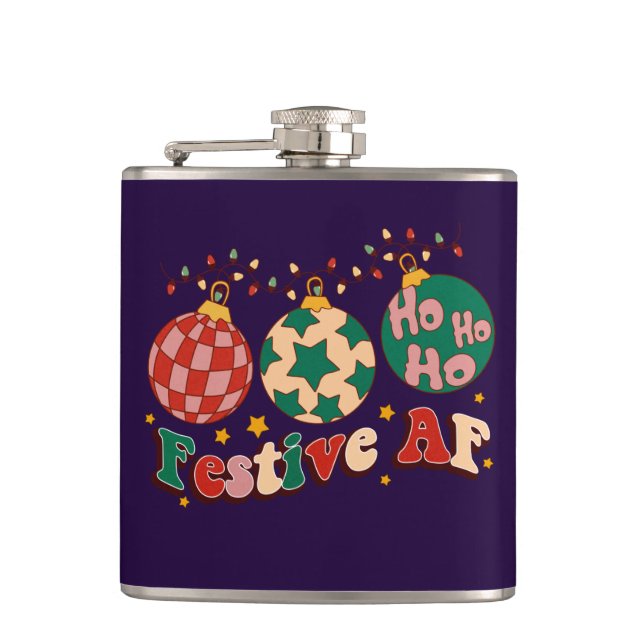 Festive AF Christmas Adult Stocking Stuffer Flask (Front)