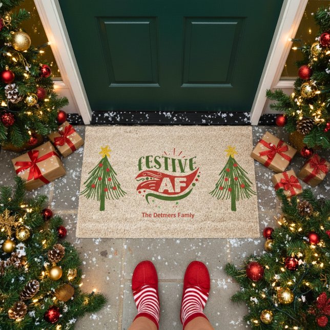 Festive AF Christmas Tree Fiber Doormat (Festive AF Christmas Tree Fiber Doormat)
