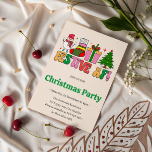 Festive AF Funny Christmas Party   Modern Holiday  Invitation