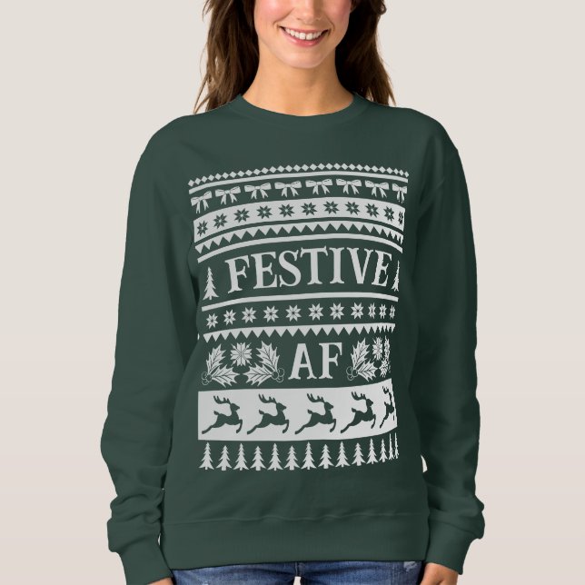 Festive AF Ugly Sweater Christmas Pattern (Front)