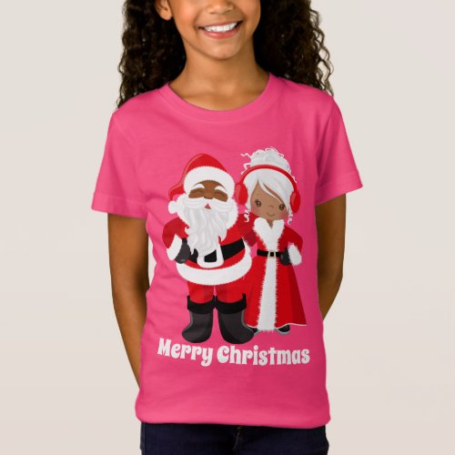 Festive African American Santa Mrs Claus T_Shirt