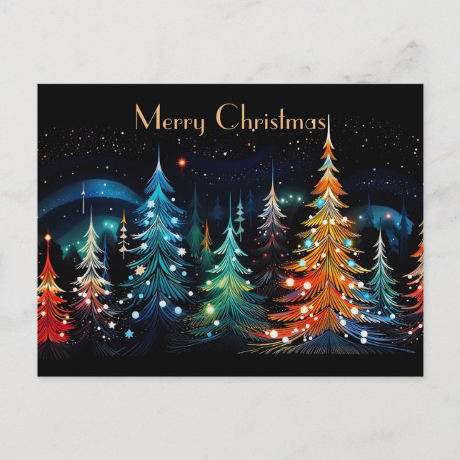 Festive and abstract Christmas Tree Greeting Card (Front)