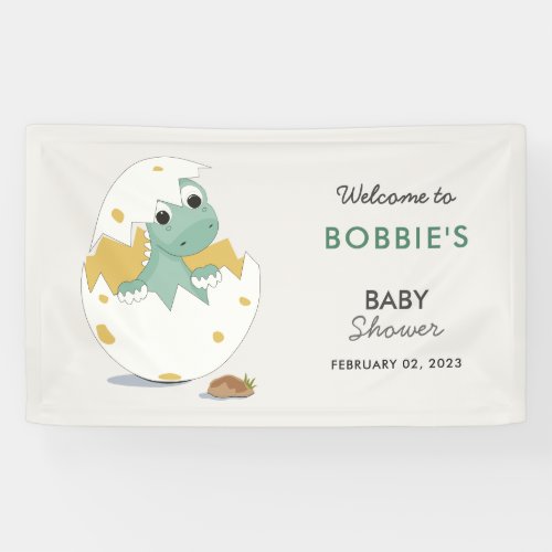 Festive and Adorable Dino_Themed Baby Shower Party Banner