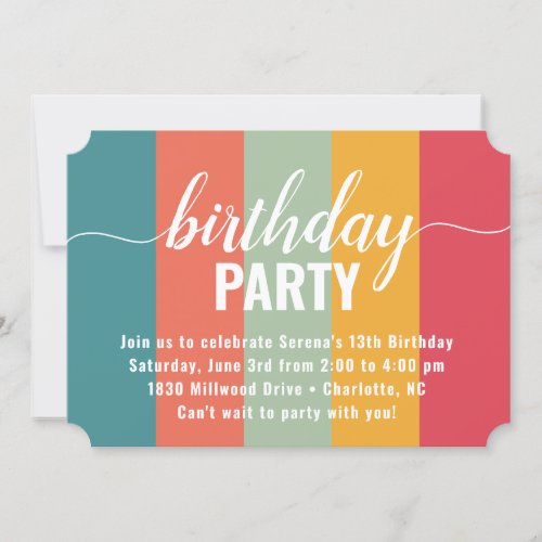 Festive and Bold Color Swatch Birthday Invitation