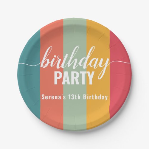 Festive and Bold Color Swatch Birthday Paper Plates