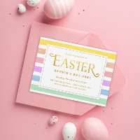Festive and Bright Pastel Stripe Easter Invitation