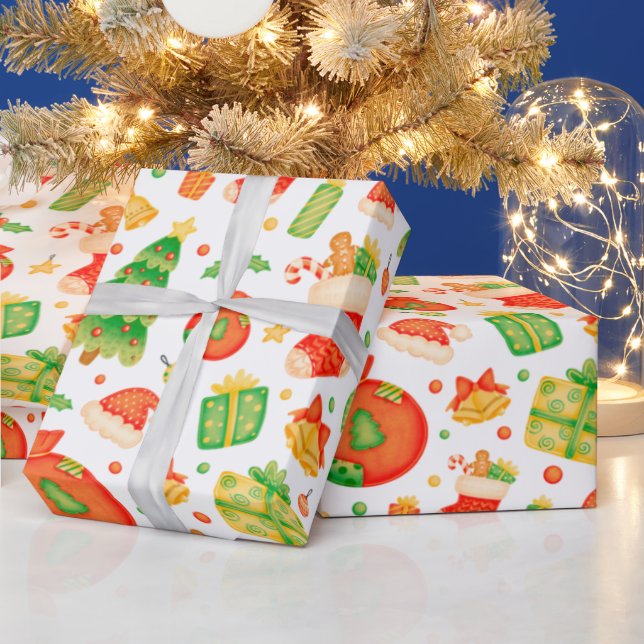 Festive and Colorful Christmas Pattern Wrapping Paper (Holidays)