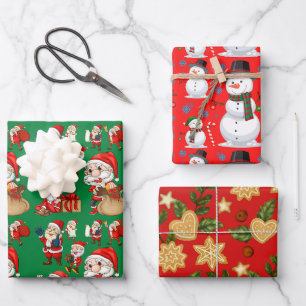 Festive and Colorful Christmas Red and Green Wrapping Paper Sheets