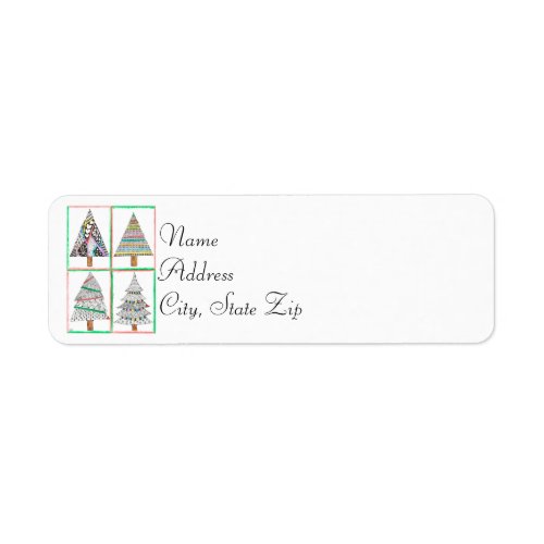 Festive and Colorful Christmas Tree Address Label