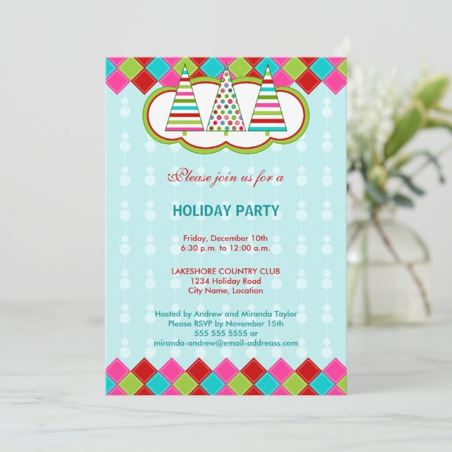 Festive and Colorful Holiday Season Party Invitation (Standing Front)