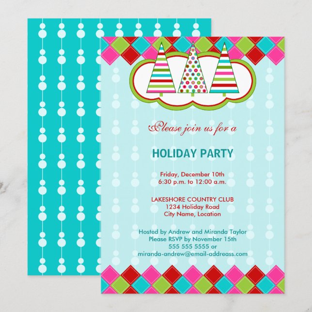 Festive and Colorful Holiday Season Party Invitation (Front/Back)