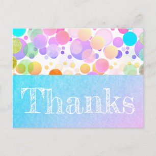 Festive and colorful party "Thank you" postcard. Postcard